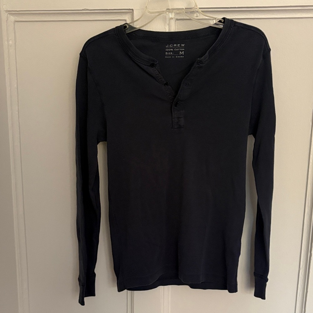 J.Crew Henley - Black Long Sleeve Henley Shirt